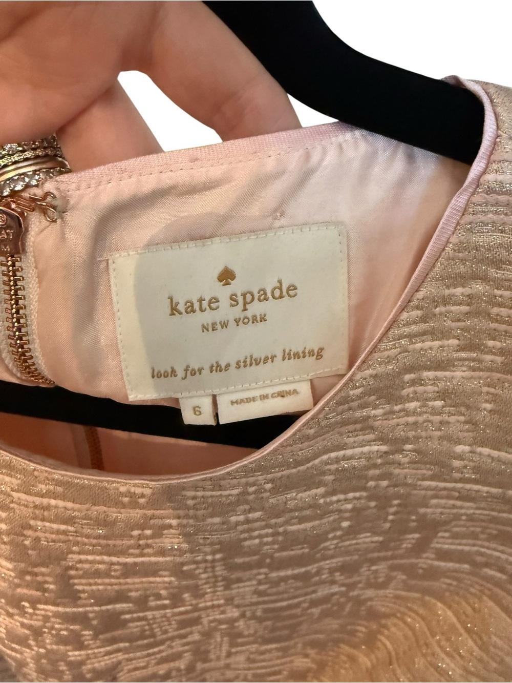Kate Spade Pale Blush & Champagne Jacquard Sheath Dress
